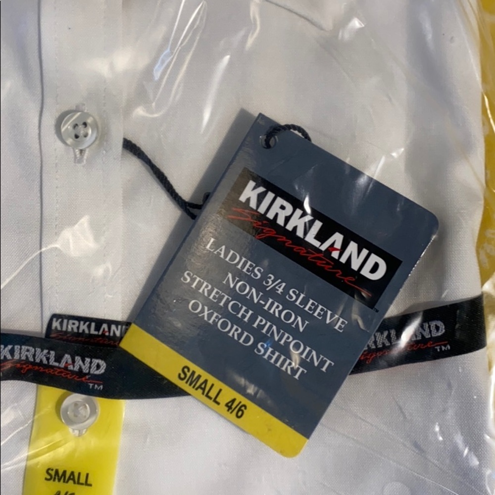 Real job NWT white stretch button down shirt S